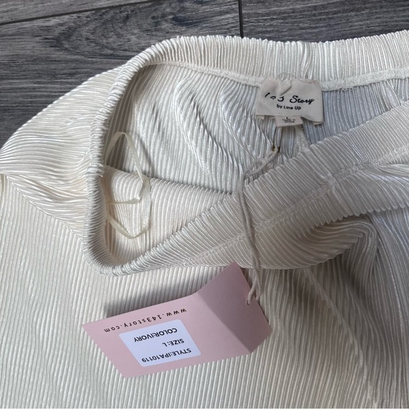 NWT flare stretchy accordion 70’s slinky ribbed wide leg beach boho pant L/XL - Picture 7 of 9